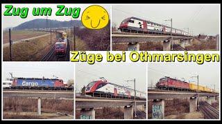 Swiss passenger & freight trains / Züge beim Gleisdreieck Othmarsingen, Kanton Aargau, Schweiz 2022