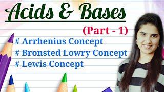 Acids and bases chemistry CSIR-NET|Arrhenius Bronsted Lowry Lewis concept of acids and bases