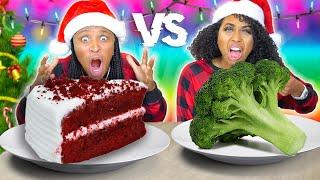 We did the Ultimate GREEN vs RED Christmas Food Eating Challenge! | EZEE X NATLIE