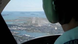 Cape Air Cessna 402 on final approach to Boston Logan 15R