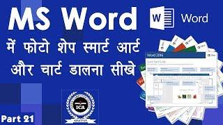 Computer Education Part-21 | Insert image, shape, smart art and chart in ms word -  चार्ट डालना सीखे