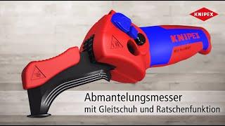 KNIPEX Ratschenkabelmesser 16 50 145 | Abmantelungsmesser mit Gleitschuh und Ratschenfunktion