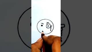 face with monocle emoji||how to draw face with monocle emoji sketch #tutorial #art #shorts