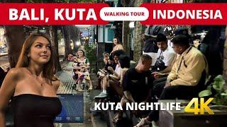 BALI NIGHTLIFE  KUTA Bali Indonesia night walking tour 4k | LEGIAN Bali