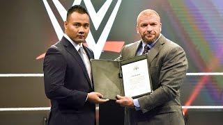 Triple H introduces WWE's first Chinese talent signing, Bin Wang