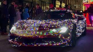 Ferrari SF90 Christmas Tree  driving and funny reactions in London!!