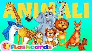 Impariamo i NOMI E I VERSI degli ANIMALI (MIX 45min)  FLASHCARDS Educativo Per Bambini