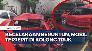 Kecelakaan Beruntun di Jalan Lingkar Timur Sleman, Mobil Terjepit di Kolong Truk Pengangkut Gas