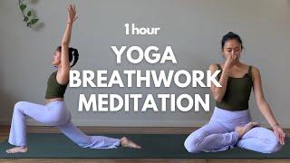 1 Hour Breathwork Experience For Inner Peace - Yoga Flow + Pranayama + Meditation