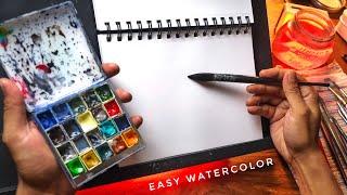 Easy Step by Step Watercolor Tutorial for Absolute Beginners ~ A Beautiful Rainy Street Sunset Scene