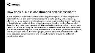 AI for Construction Risk Assessment