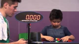 Chan Hong Lik 7 years old solves Rubik's Cube 8.76 sec.