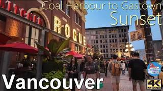  VANCOUVER 4k Walking Tour | Sunset wander along the Coal Harbour waterfront to Gastown