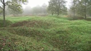 Verdun battlefield scars WW1 Verdun France, exploded thick steel gun turrets and bunkers,