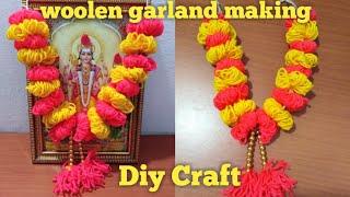 How to make woolen garland | woolen garland making for God | Woolen Crafts | DIY