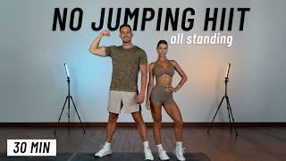 30 MIN NO JUMPING HIIT WORKOUT - ALL STANDING - Full Body, No Equipment, No Repeats