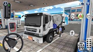 New Heavy Cement Mixer Truck in Gas Station: 3D Driving Class 2 - Car Game Android Gameplay