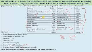 #04 –Mcom Part 1– Sem 1- As per NEP 2020 – Advanced Financial  Accounting –  - Q.4b-6m-Feb 2024