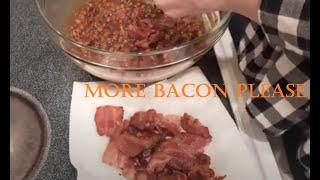 Sugawoo's famous baked beans with bacon and dogs