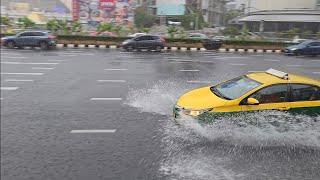 Heavy rain storm in Bangkok Thailand 