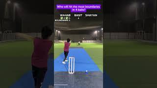 Who Will Hit the Most boundaries in 4 Balls?  BASIT vs SHAYAN vs WAHAB #youtubeshorts #cricketmatch