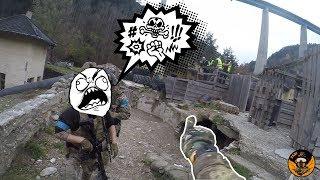 Airsoft Player FLIPS OUT after shot in the FACE (Aggressive)