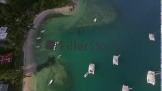 Bay with yachts and boats, aerial view