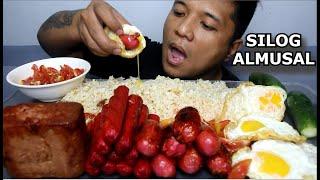 SILOG ALMUSAL SPAM x LONGGANISA x HOTDOG with Pipino at Kamatis Mukbang