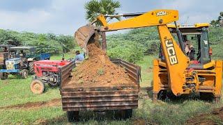 JCB 3DX Loading gravel 3 Tractor for Making New Temple Road in Village | Jcb video