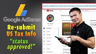 RESUBMIT TAX INFO FOR GOOGLE ADSENSE (2024)｜US Tax Form Expired｜Paano Mag Re-submit Ng Tax Info