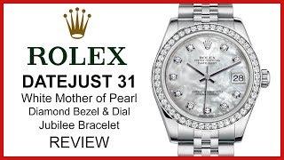 ▶ Rolex Lady Datejust 31, White Mother of Pearl, Diamond Bezel & Dial, Steel, REVIEW - 178384