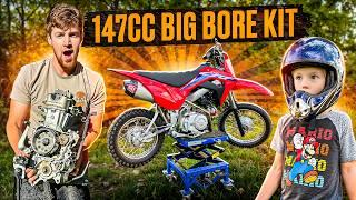 My Fully Built CRF110 Pit Bike is Actually FAST Now! (147cc Big Bore Kit)