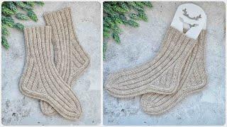 Knitted socks with an unusual heel. detailed master class. Knitting socks