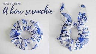 DIY easy bow hair scrunchie | How to make a bow scrunchie - tutorial for beginners + FREE pattern