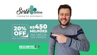 CUPOM DE DESCONTO SORTE ONLINE  20% OFF PARA CONCORRER A R$450 MILHÕES NA MEGA DA VIRADA