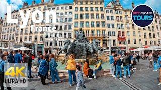 Lyon, FRANCE  One of the best cities in France, Town Center Walking Tour, (4k UHD 60fps)