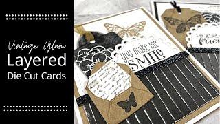 Vintage Glam Layered Die-Cut Cards / CTMH Doodled Florals