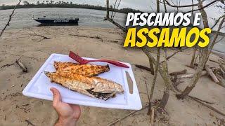 Pesca de ROBALOS nas TRANCAS do RIO! Preparamos um PEIXE ASSADO no barranco do rio | Catch and cook