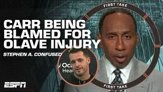 Michael Thomas BLAMES Derek Carr for Chris Olave's concussion?  Stephen. A is confused | First Take