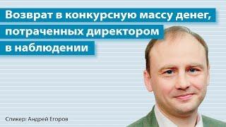 Возврат в конкурсную массу денег, потраченных директором в наблюдении