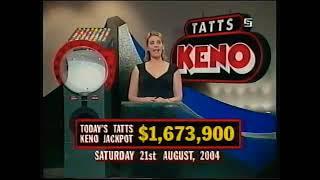 Saturday Tatts Keno Draw with Nikki McCarthy - Saturday August 21st 2004