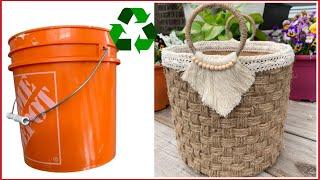 Recycling Paint Bucket/ Diy Jute Rope Craft Idea/ إعاد تدوير جردل دهان