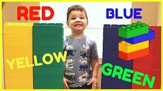 Caleb Pretend Play and LEARN COLORS with GIANT LEGO BLOCKS