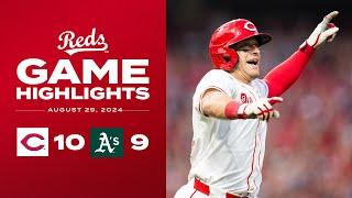 A's vs. Reds Game Highlights (8/29/24) | MLB Highlights