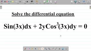 Differential Equation Solution: How to solve Differential Equations by Variable Separation method.