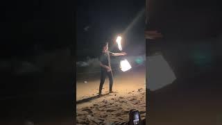 Amazing fire spinning performer in Penang! #vlog #firespinning #beach #penang #skills #performer