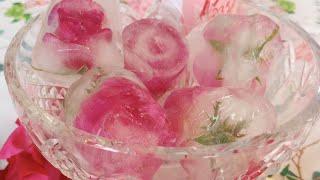 Rose ice cubes