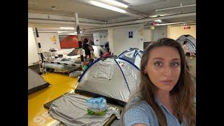 Live from tent city - public bomb shelter in TLV 