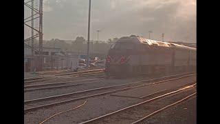 Rolling Past Metra RI Locomotive Engine 419 and Train in the Morning