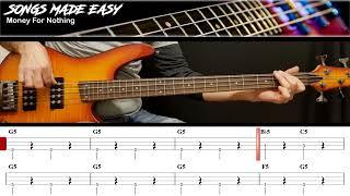 Money For Nothing - Dire Straits | BASS TAB LESSON | Songs Made Easy